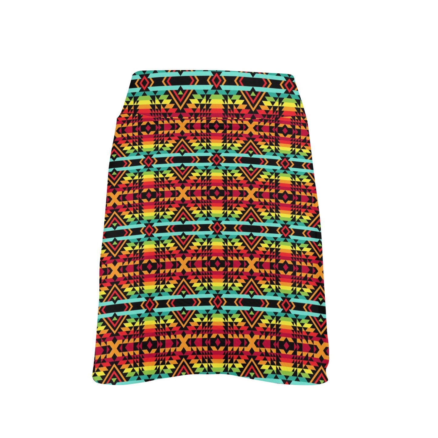Kente Red Design African Print 17" Golf & Pickleball Skort with Pockets