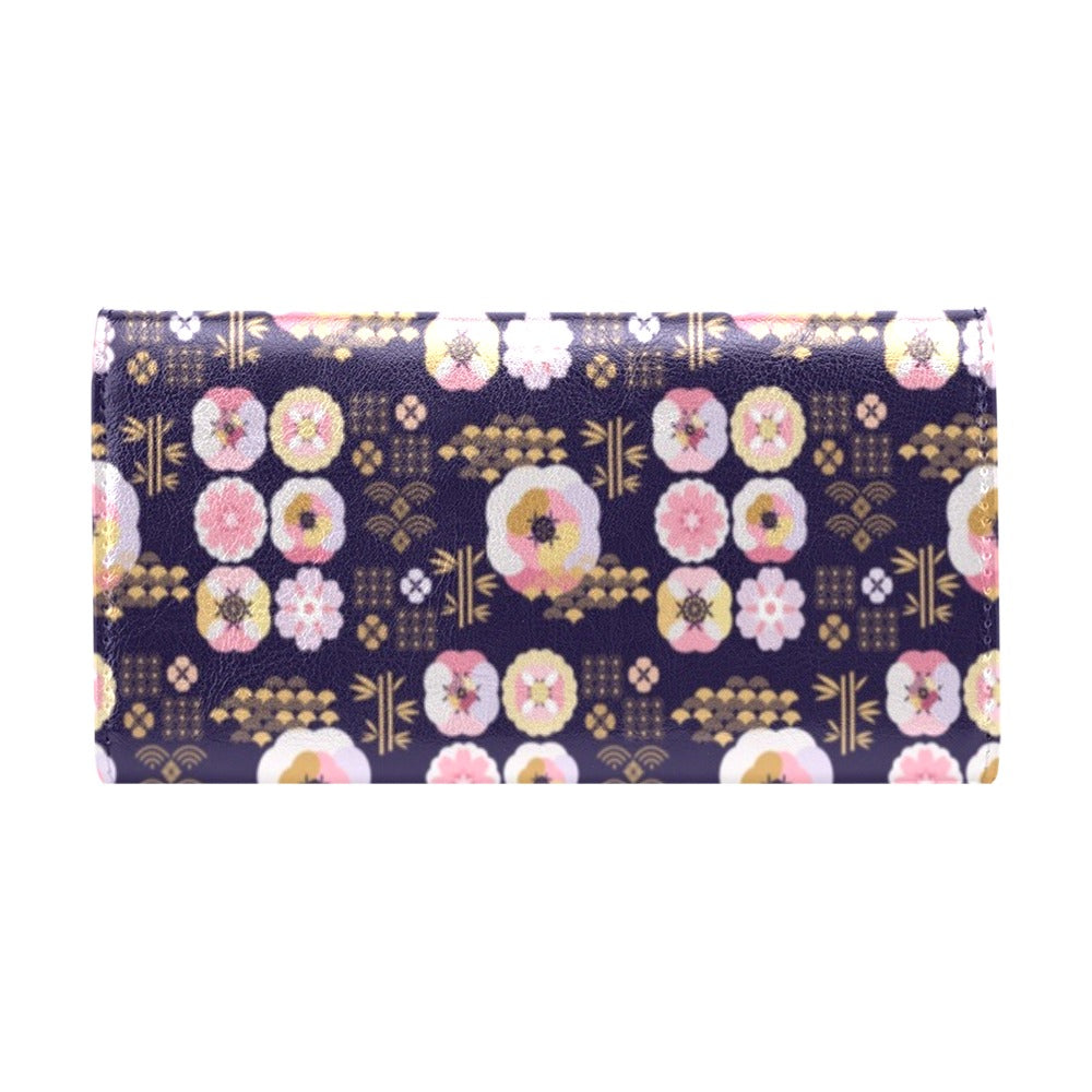 Sakura Japan Style Print Design LKS302 Women's Trifold Wallet
