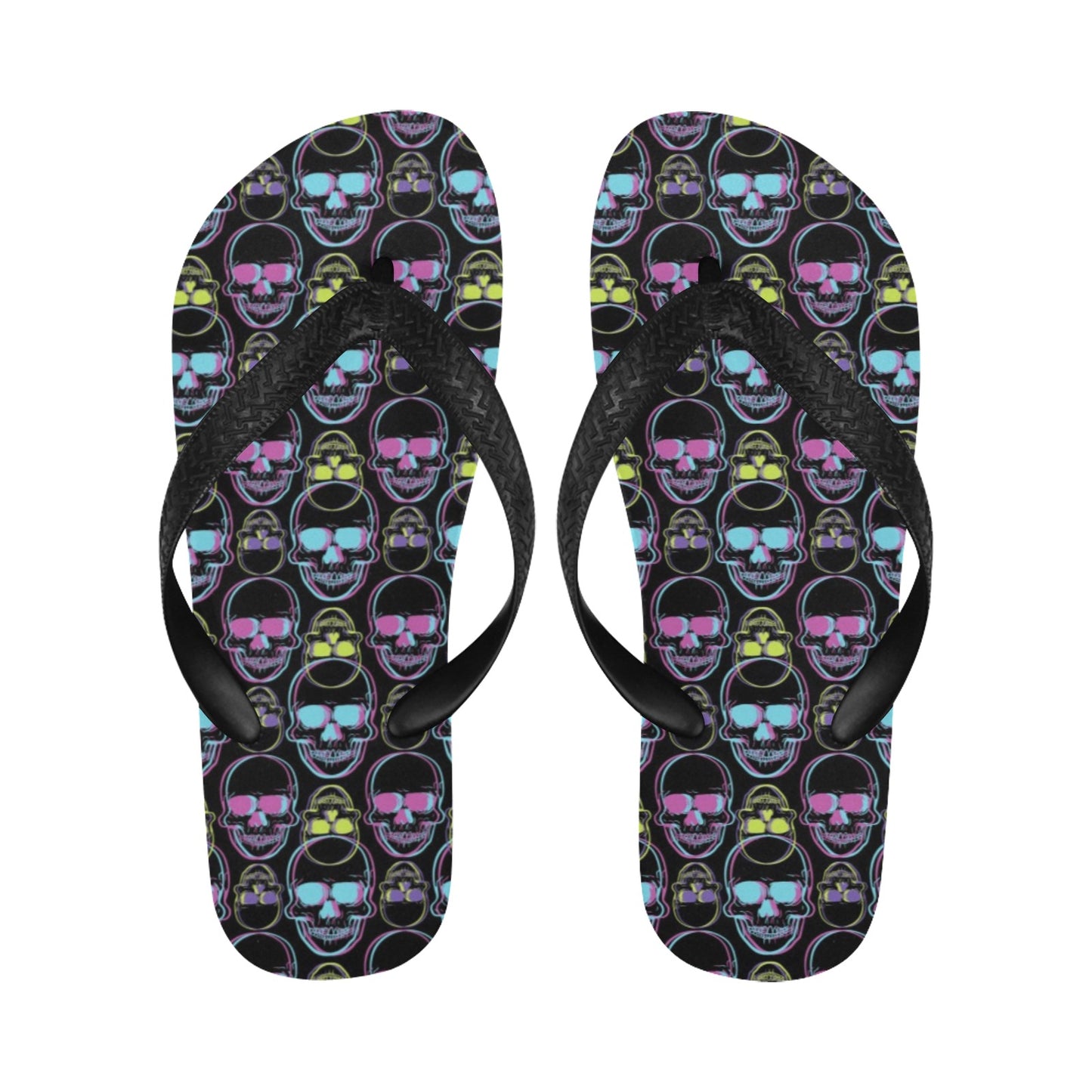 Skull 3D Colorful Print Design LKS309 Flip Flops