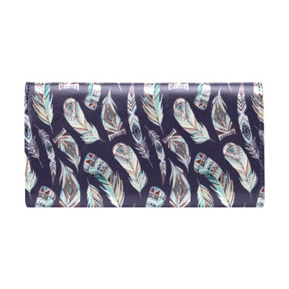 Feather Vintage Boho Design Print Women's Trifold Wallet