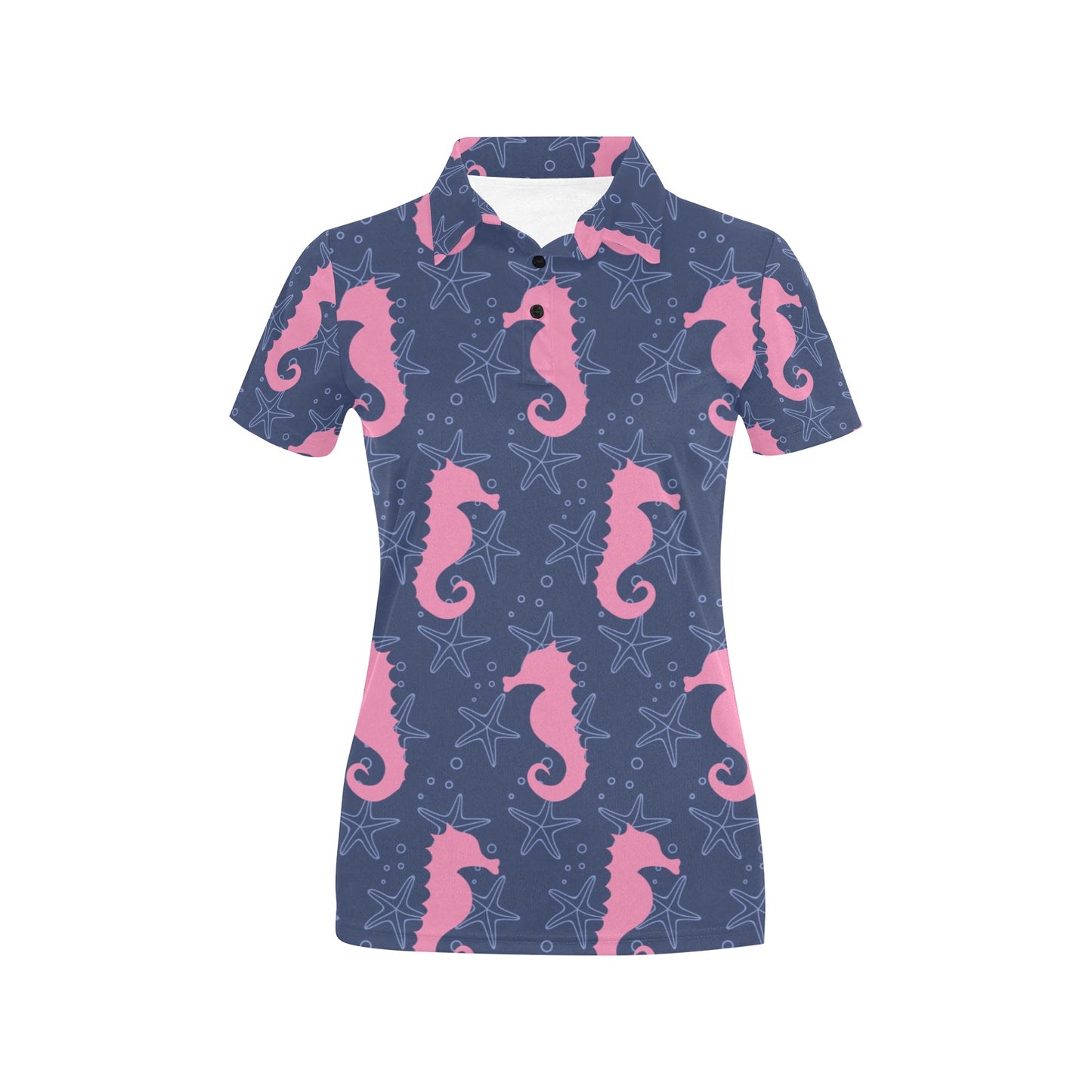 SeaHorse Pink Pattern Print Design 02 Women's Polo Shirt