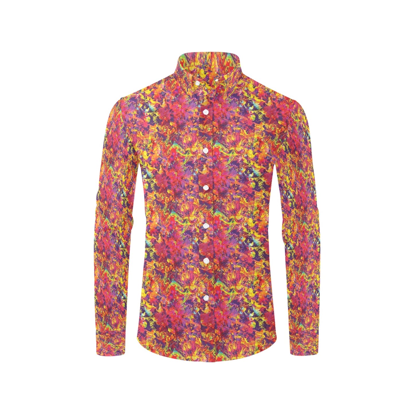 Splatter Print Design LKS303 Men's Long Sleeve Dress Shirt