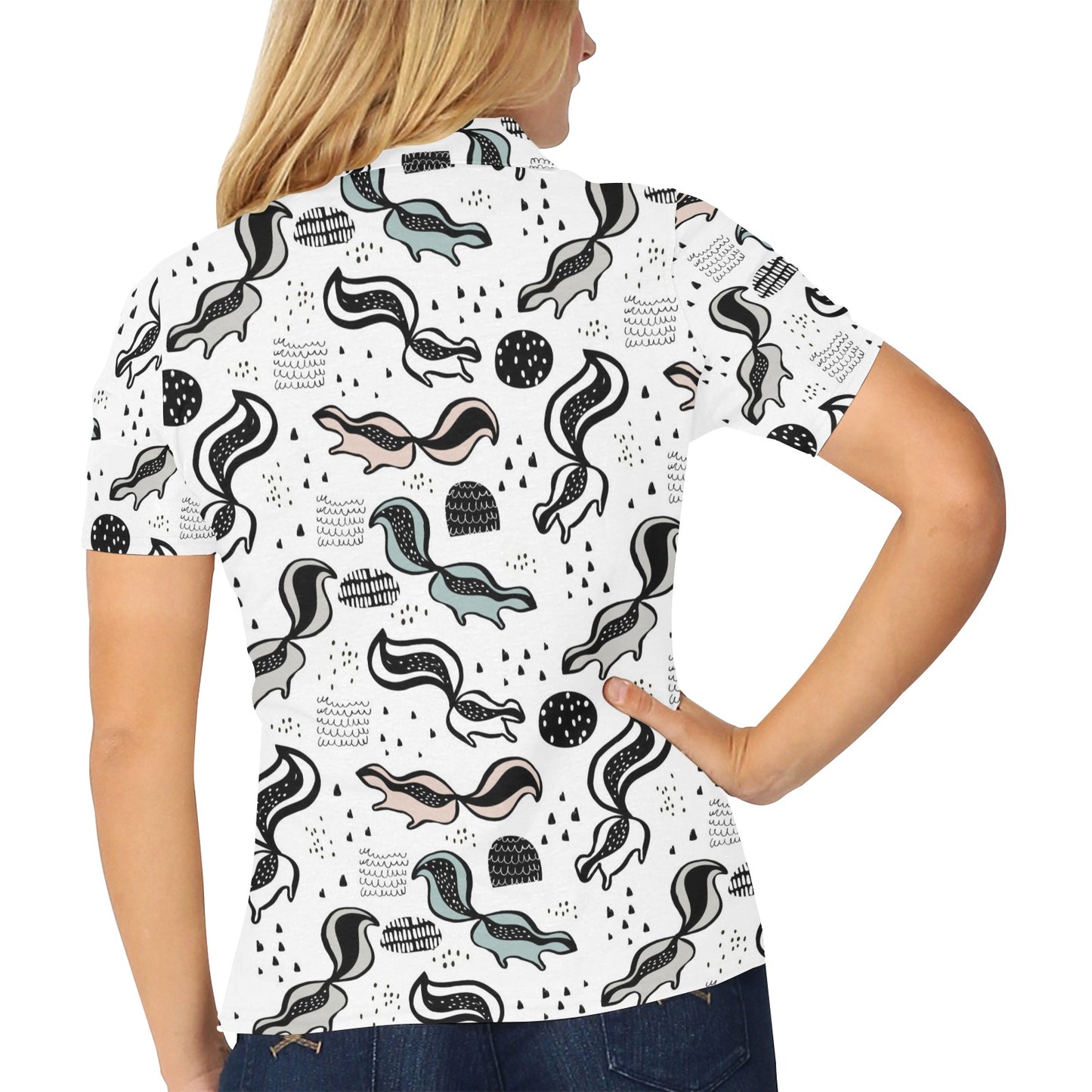 Skunk Print Design LKS303 Women's Polo Shirt