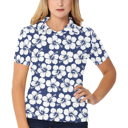 Hibiscus Pattern Print Design HB013 Women's Polo Shirt