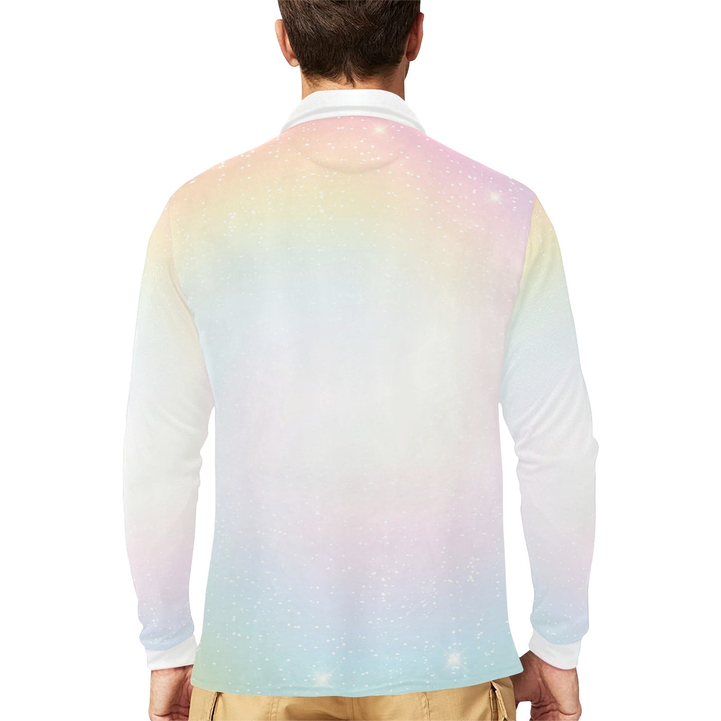 Nebula Pattern Print Design A02 Long Sleeve Polo Shirt For Men's