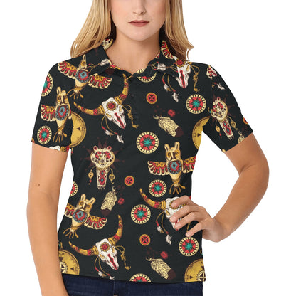 Native American Symbol Pattern Women's Polo Shirt