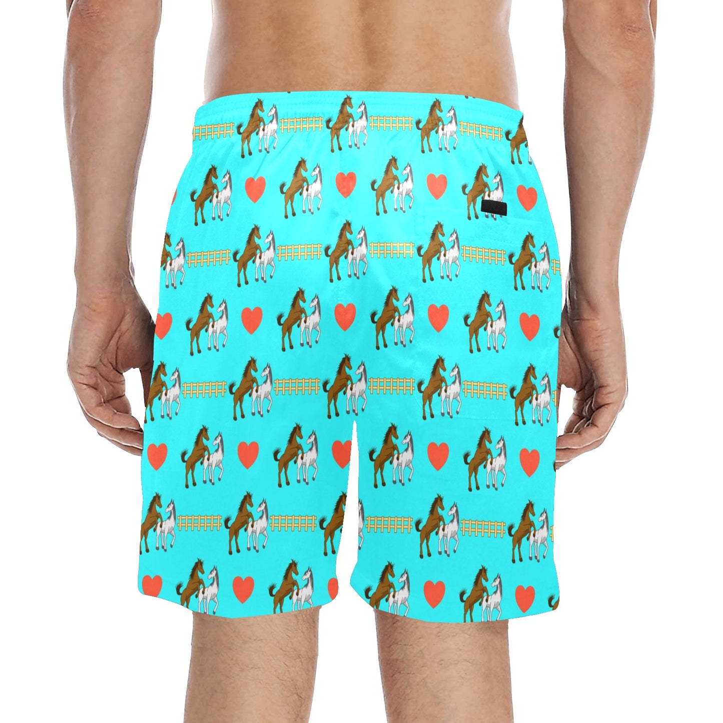 Horse Couple Love Print Design LKS309 Men's Swim Trunks Beach Shorts