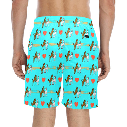 Horse Couple Love Print Design LKS309 Men's Swim Trunks Beach Shorts