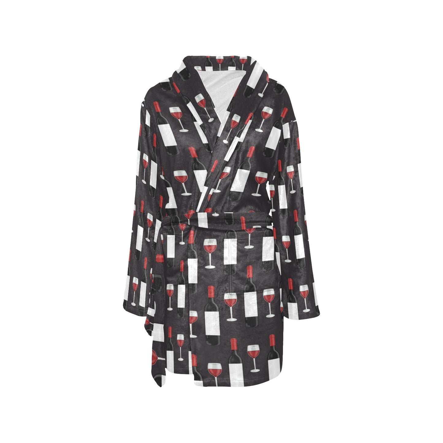 Wine Print Design LKS309 Women's Fleece Robe