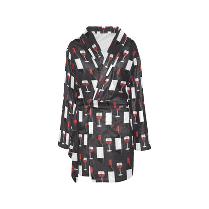 Wine Print Design LKS309 Women's Fleece Robe