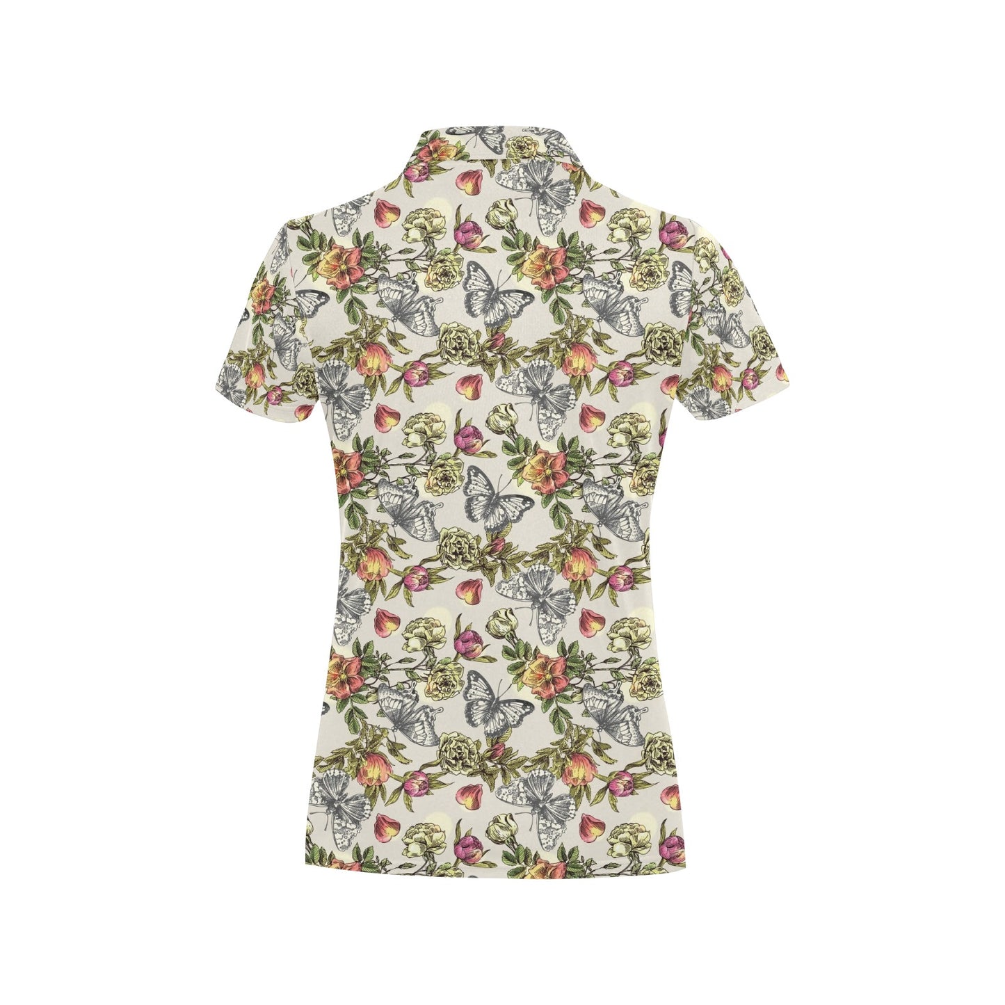 Butterfly Flower Pattern Print Design 06 Women's Polo Shirt
