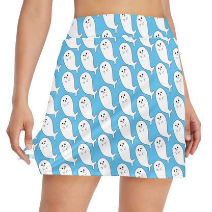 Sea Lion Print Design LKS402 17" Golf & Pickleball Skort with Pockets