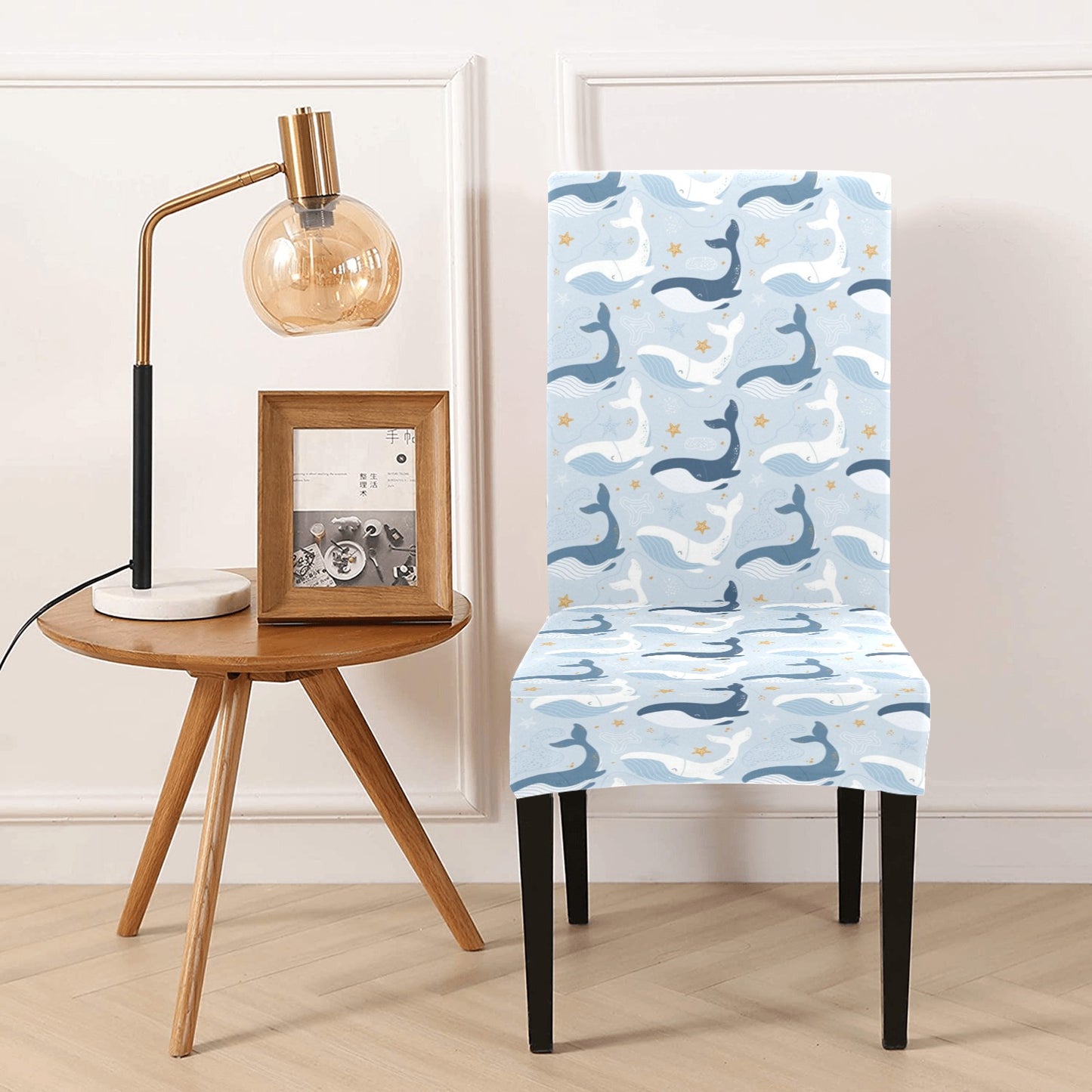Whale Print Design LKS305 Dining Chair Slipcover