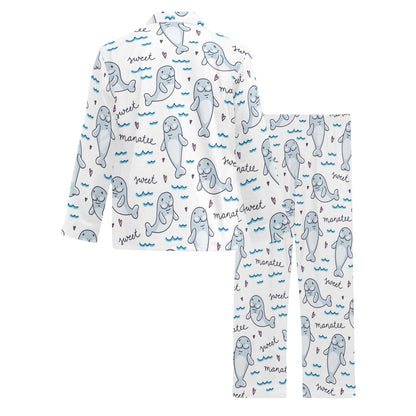 Manatee Baby Pattern Print Design 03 Men's Long Pajama Set
