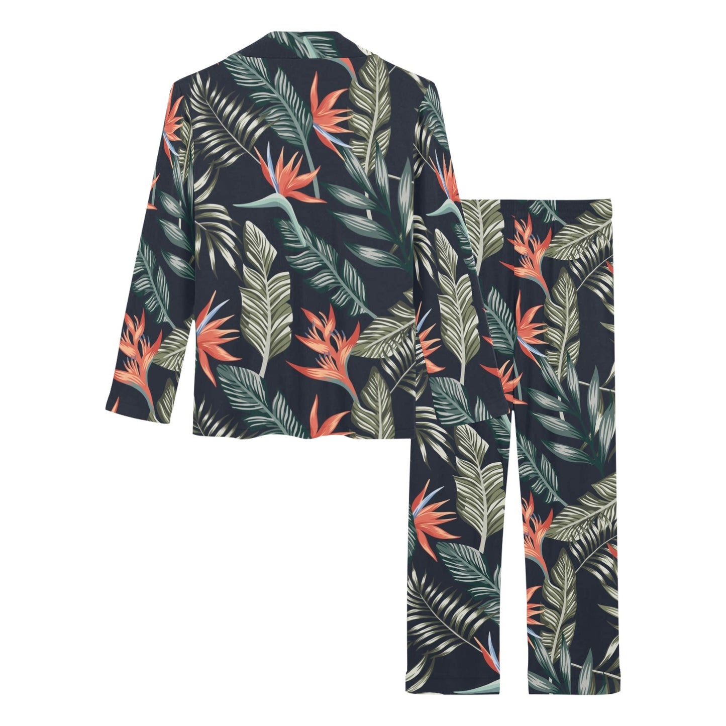 Bird Of Paradise Pattern Print Design BOP01 Women's Long Pajama Set
