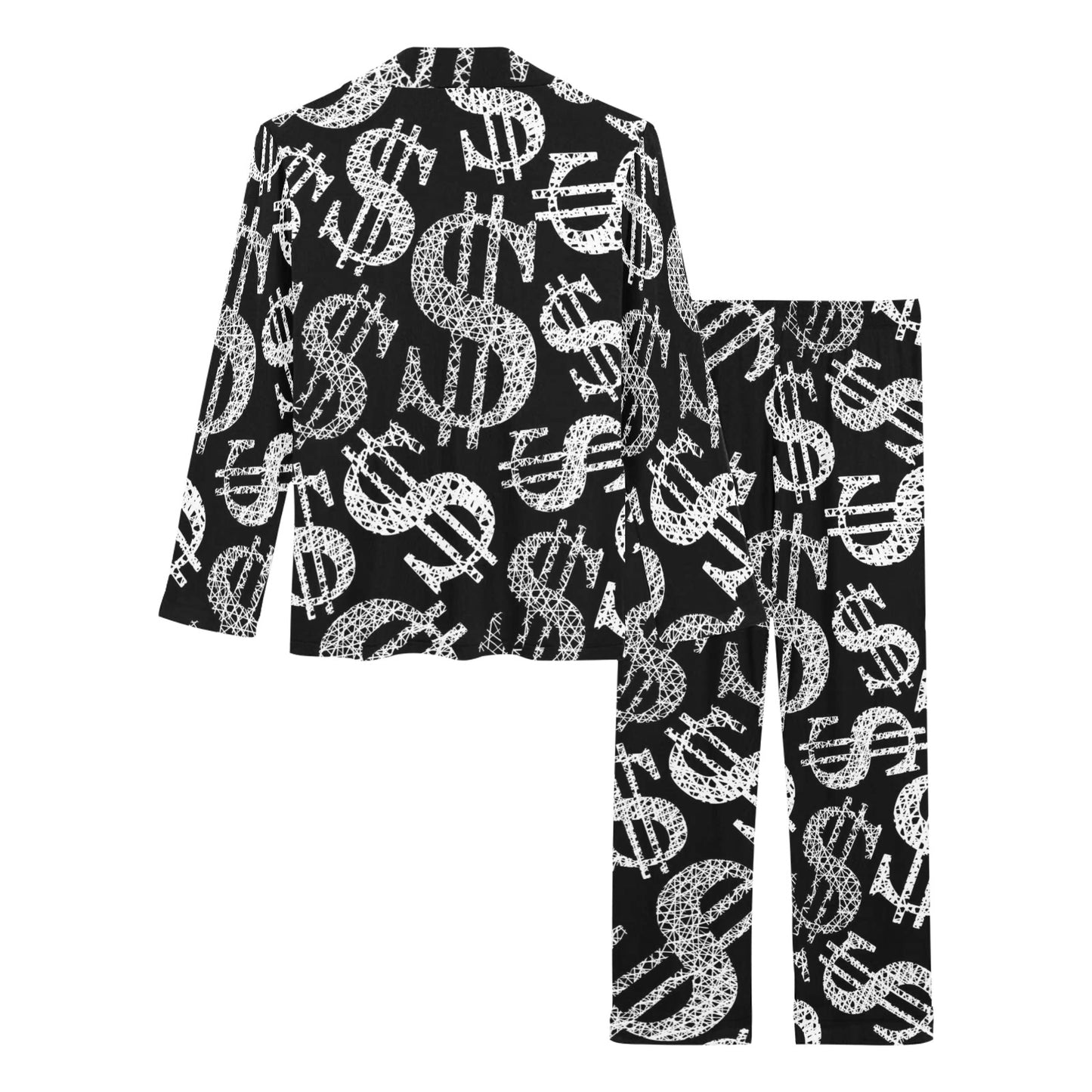 Money Pattern Print Design 02 Women's Long Pajama Set