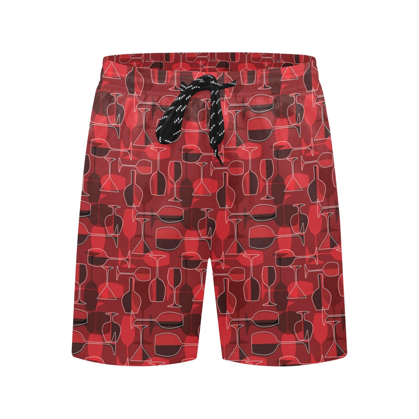 Wine Glass Print Design LKS301 Men's Swim Trunks Beach Shorts