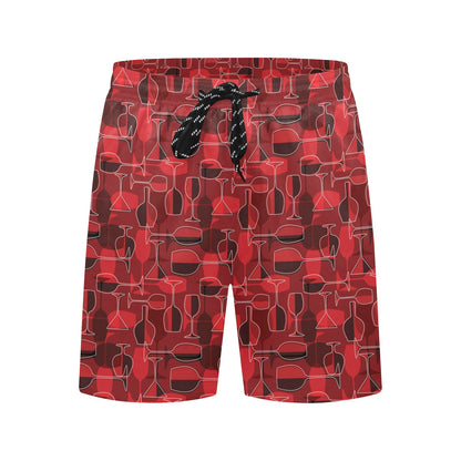 Wine Glass Print Design LKS301 Men's Swim Trunks Beach Shorts