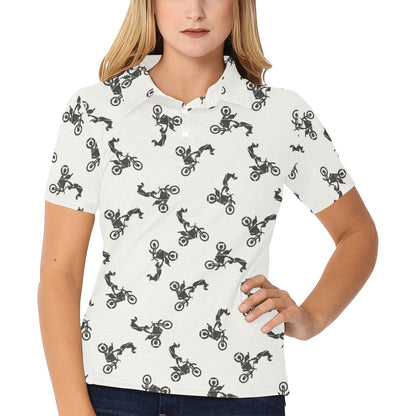 Motocross Pattern Print Design 03 Women's Polo Shirt