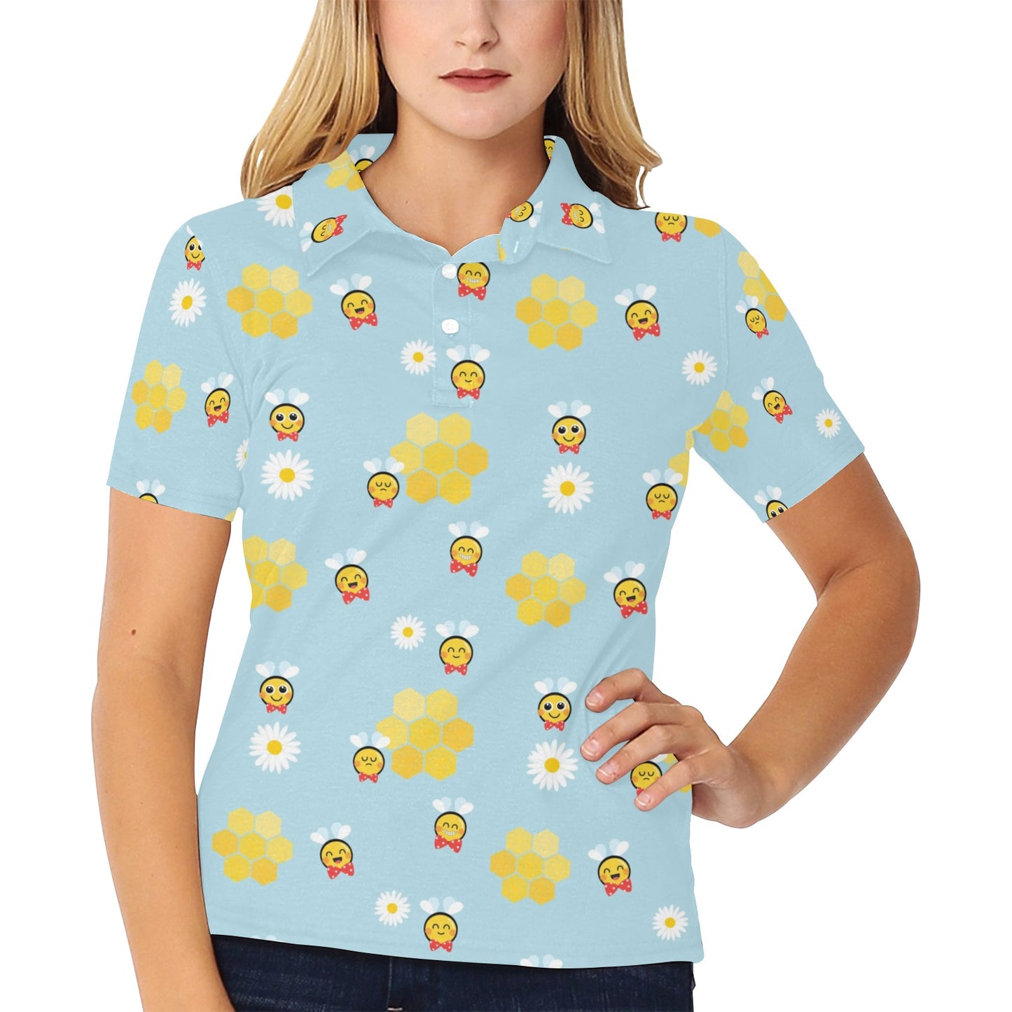 Bee Cute Print Design LKS304 Women's Polo Shirt