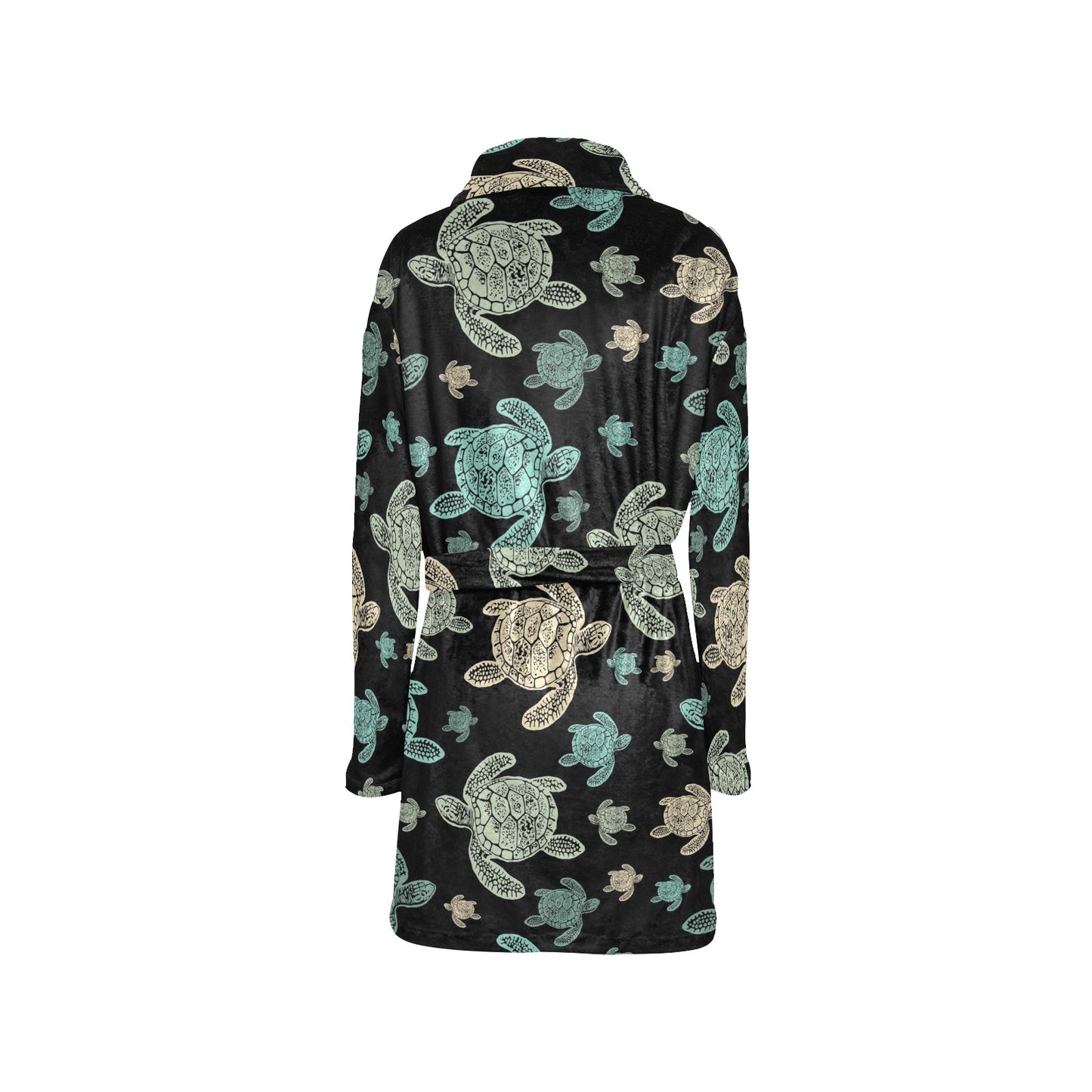Sea Turtle Stamp Pattern Women's Fleece Robe