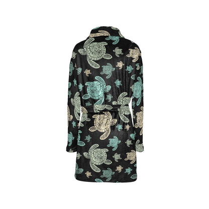 Sea Turtle Stamp Pattern Women's Fleece Robe