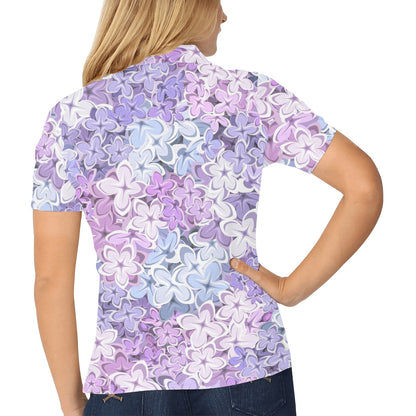 Lilac Pattern Print Design LI01 Women's Polo Shirt