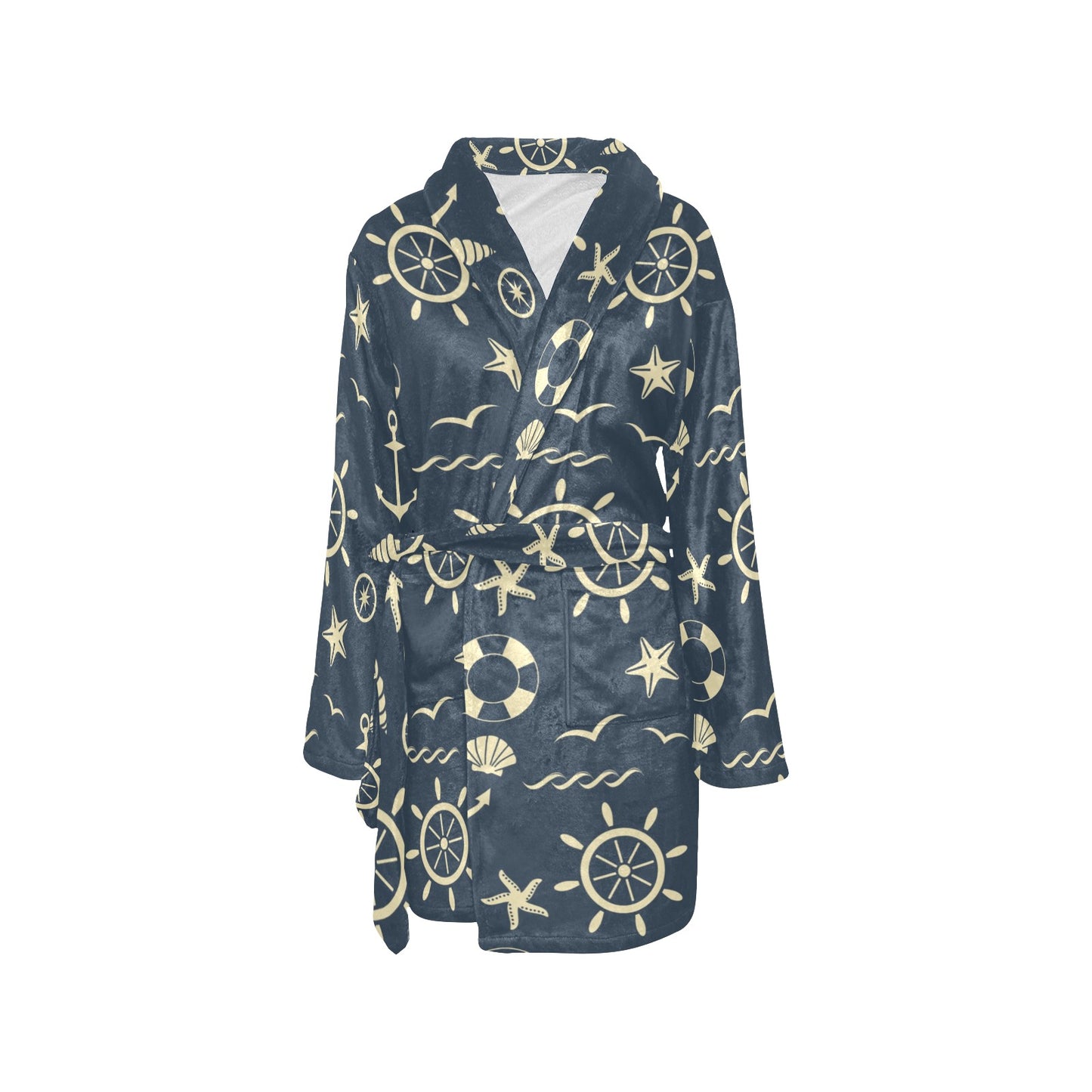 Nautical Pattern Print Design A01 Women's Fleece Robe