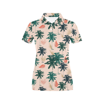 Palm Tree Pattern Print Design PT014 Women's Polo Shirt