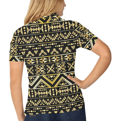 Gold Aztec Tribal Women's Polo Shirt
