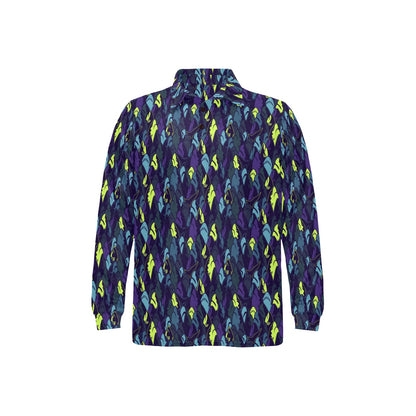 Shark Neon color Print Long Sleeve Polo Shirt For Men's