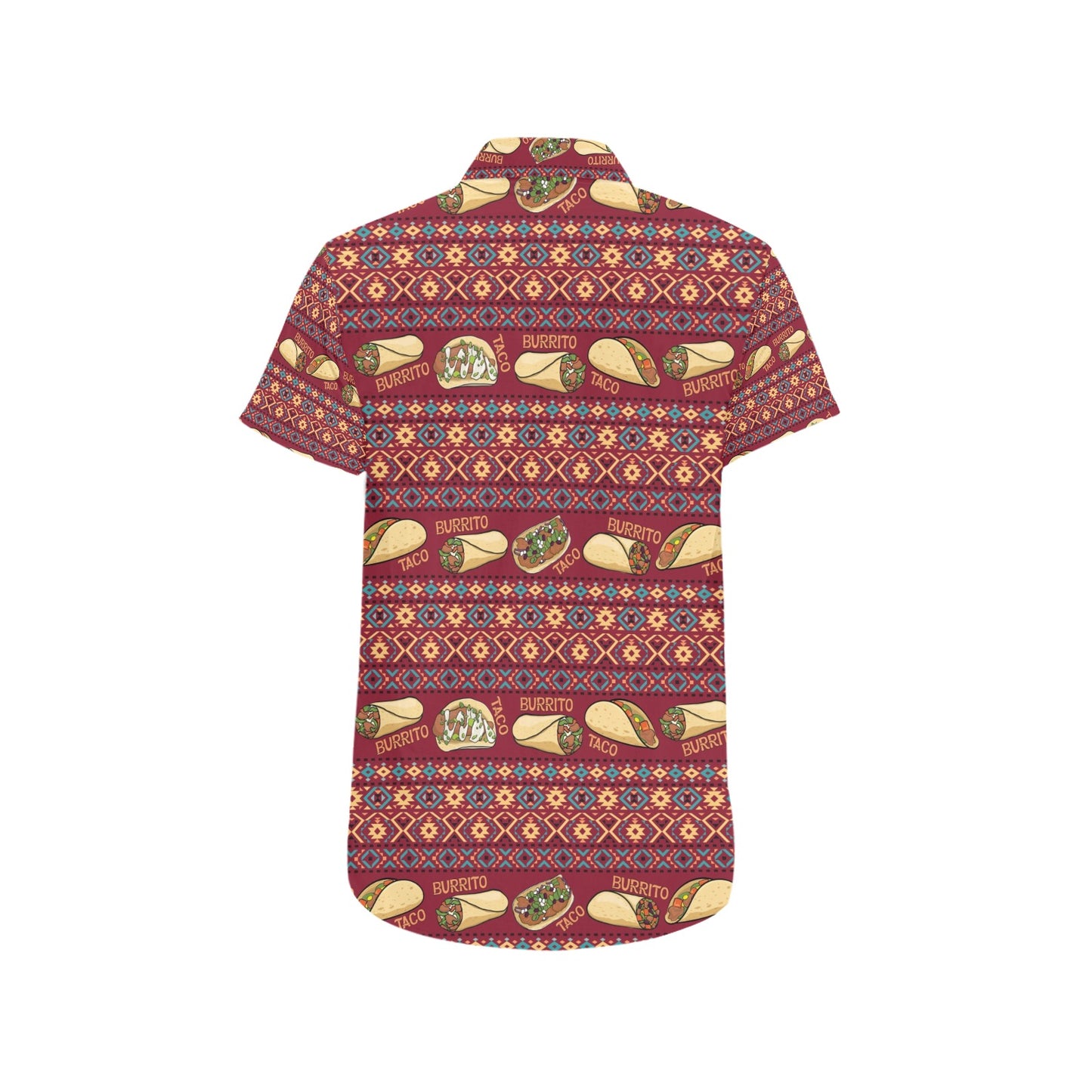 Burrito Taco Print Design LKS302 Men Short Sleeve Button Up Shirt