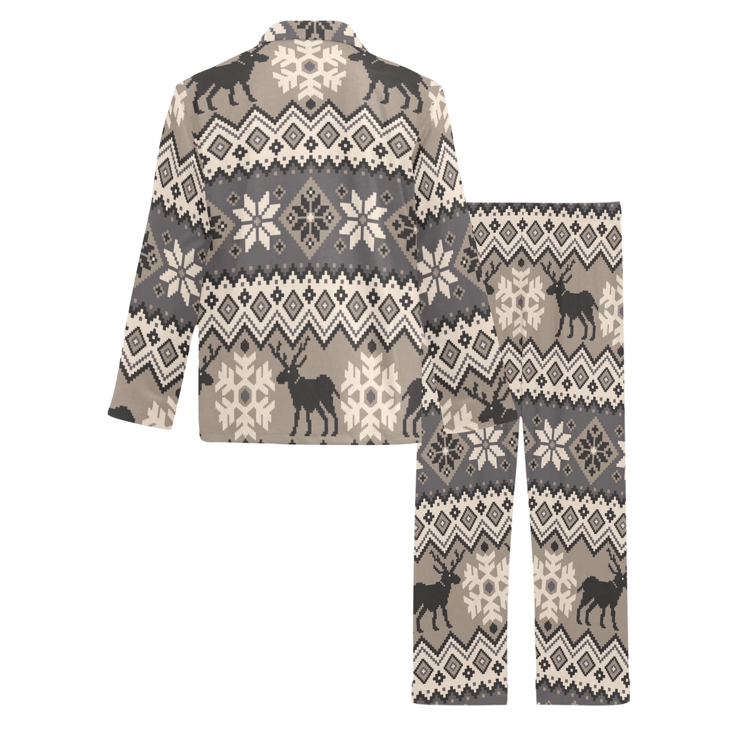 Nordic Pattern Print Design A01 Men's Long Pajama Set