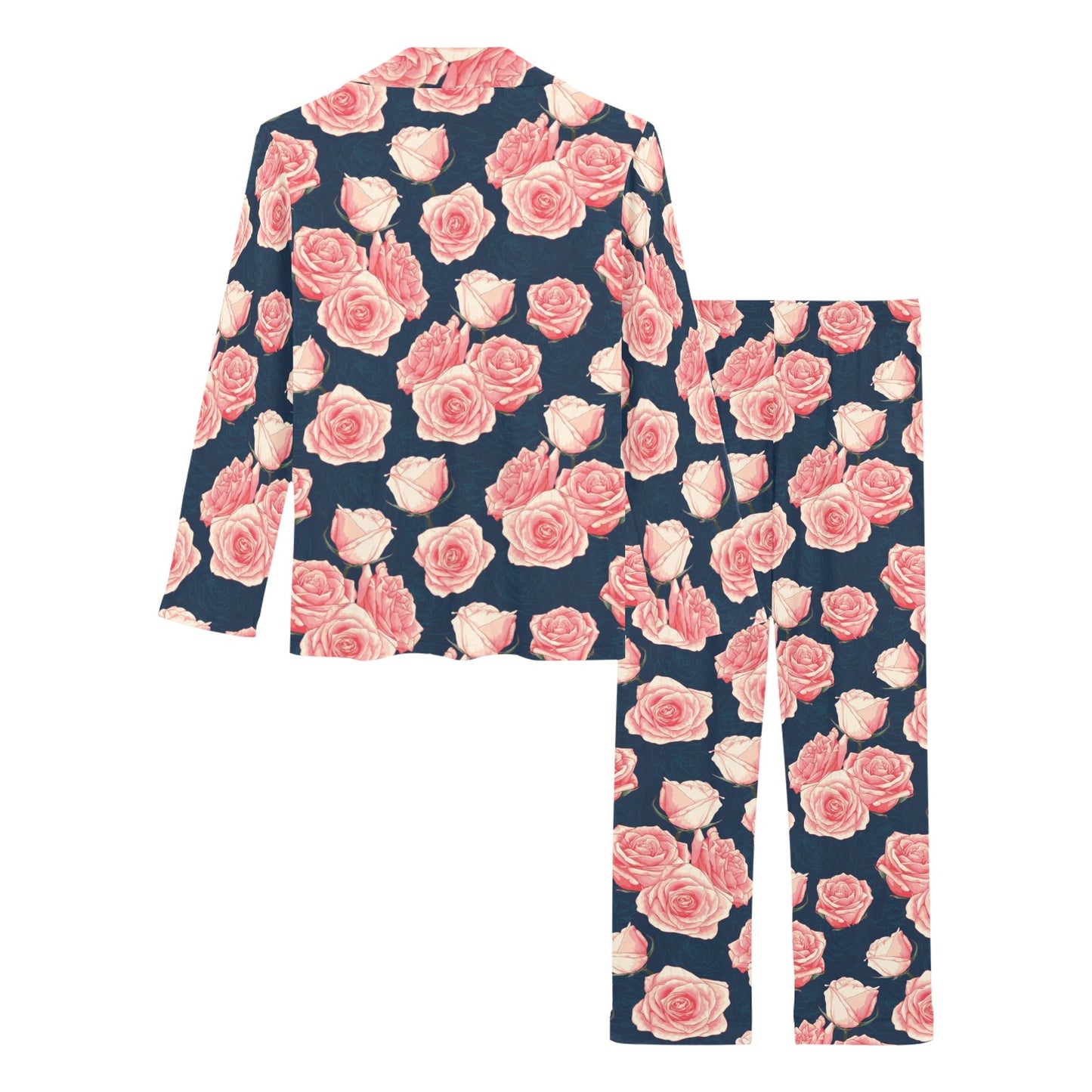 Rose Pattern Print Design A03 Women's Long Pajama Set