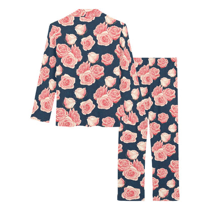 Rose Pattern Print Design A03 Women's Long Pajama Set