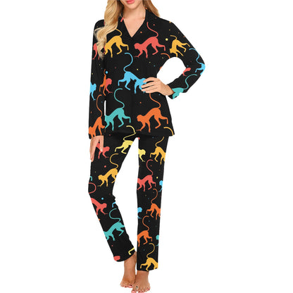 Monkey Pattern Print Design 01 Women's Long Pajama Set