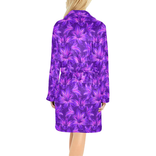 Amaryllis Pattern Print Design AL03 Women's Fleece Robe