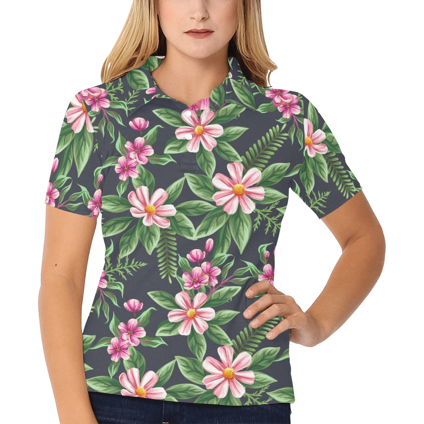 Summer Floral Pattern Print Design SF010 Women's Polo Shirt
