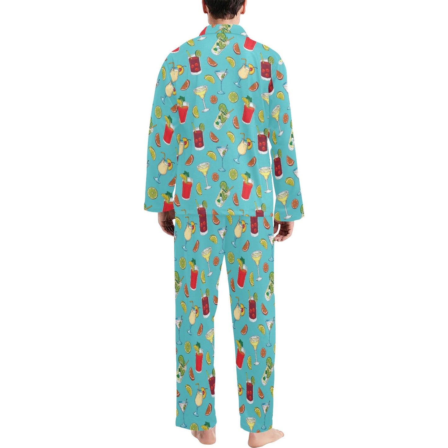 Cocktail Pattern Print Design 05 Men's Long Pajama Set