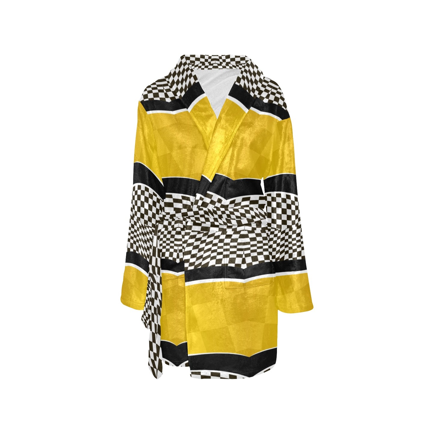 Checkered Pattern Print Design 02 Women's Fleece Robe