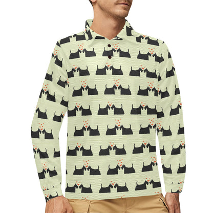Scottish Terriers Print Design LKS304 Long Sleeve Polo Shirt For Men's