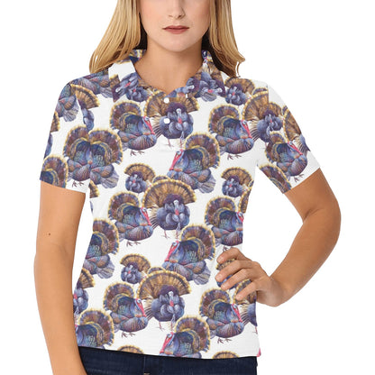Turkey Pattern Print Design 01 Women's Polo Shirt