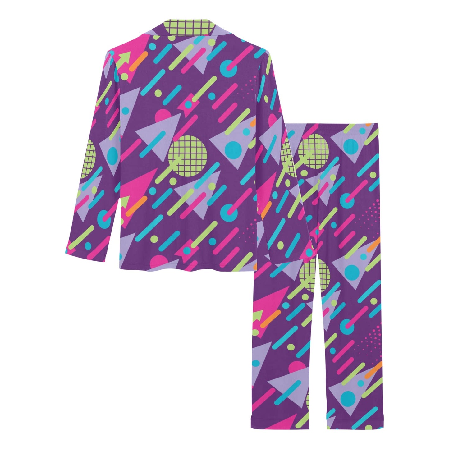 90s Pattern Print Design 4 Women's Long Pajama Set