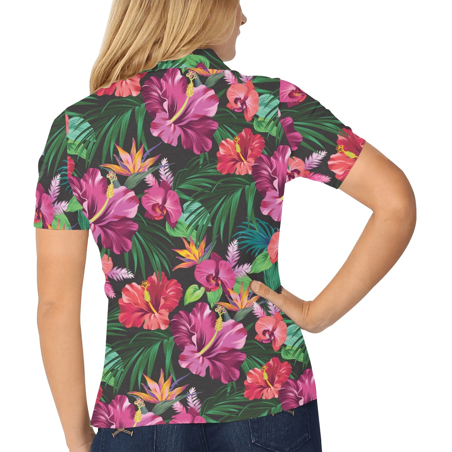Hawaiian Flower Hibiscus tropical Women's Polo Shirt