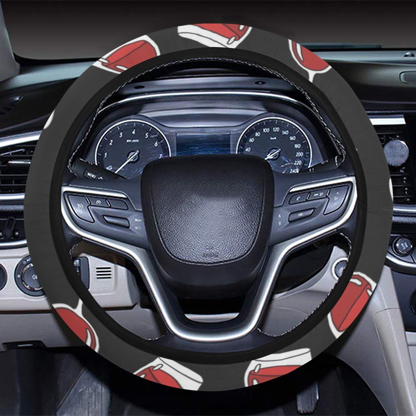 Wine Glass Print Design LKS303 Steering Wheel Cover with Elastic Edge