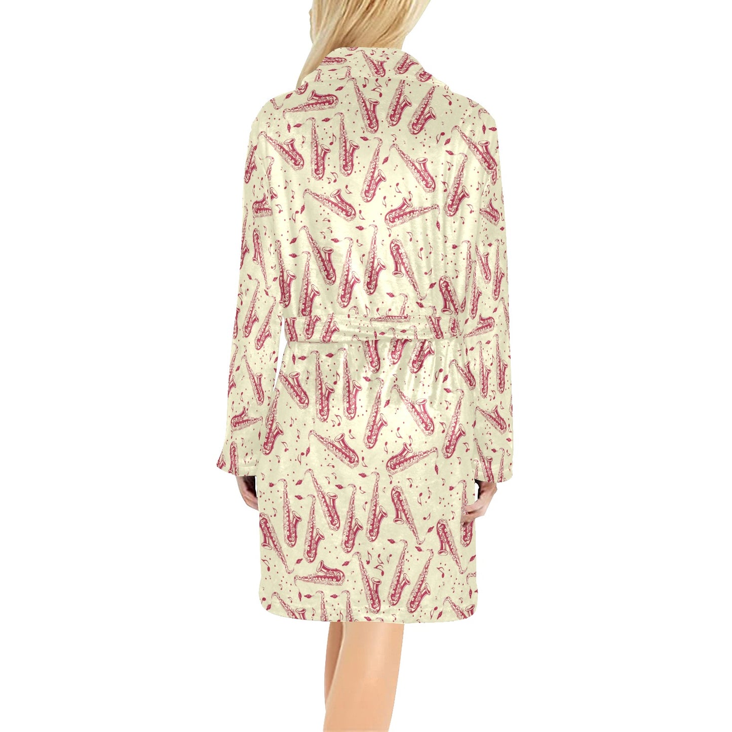 Saxophone Print Design LKS402 Women's Fleece Robe