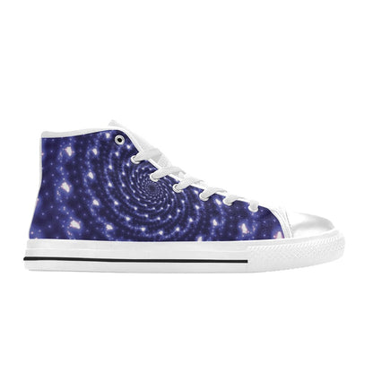 Vortex Print Design LKS305 Men's High Top Canvas Shoes