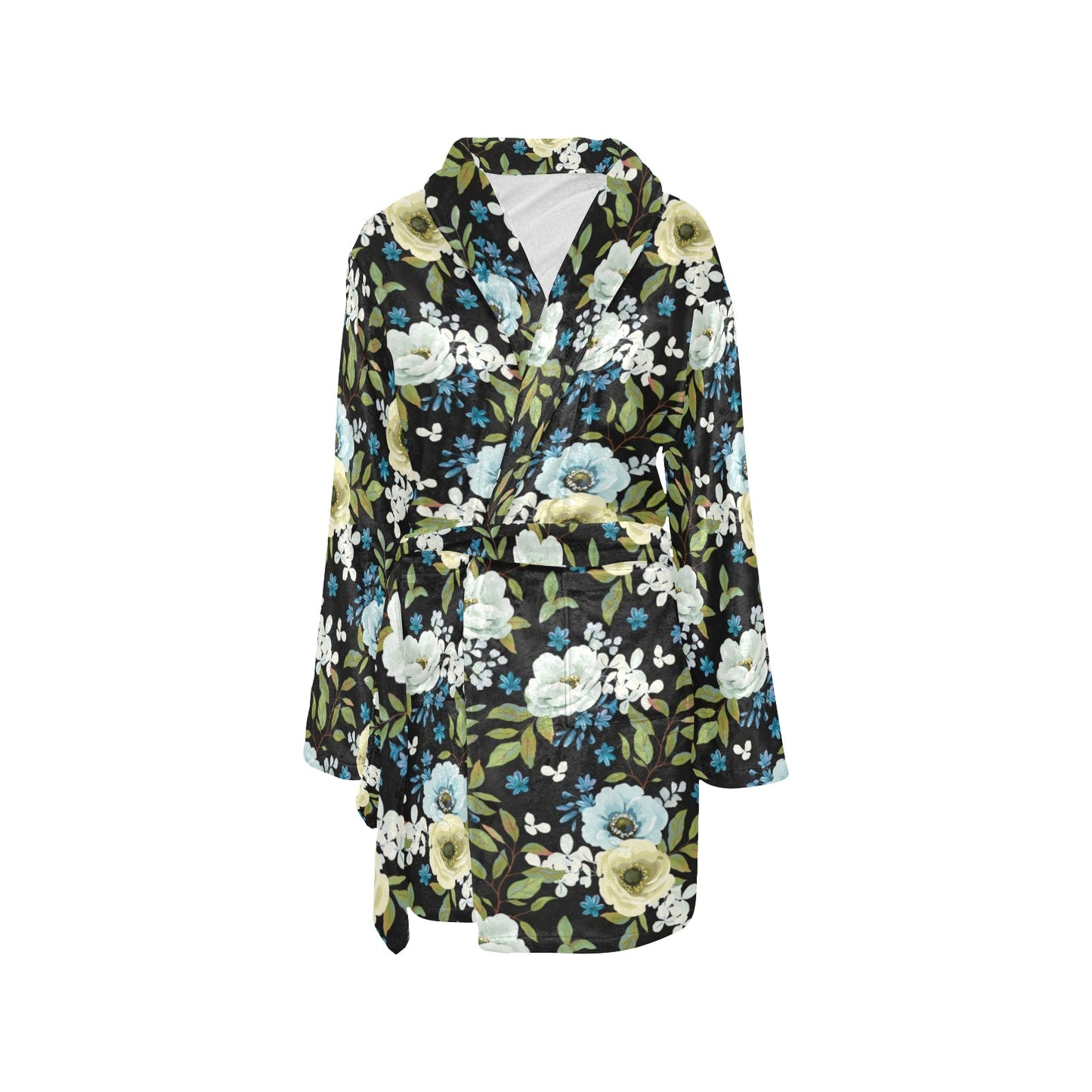 Anemone Pattern Print Design AM03 Women's Fleece Robe