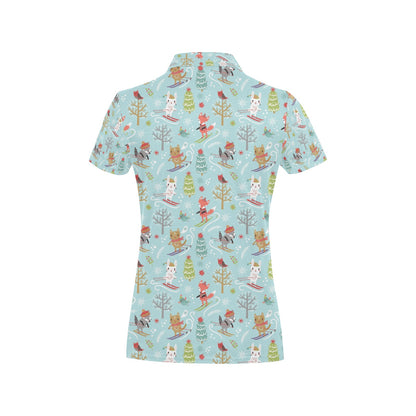 Ski Fox Cute Print Design LKS303 Women's Polo Shirt