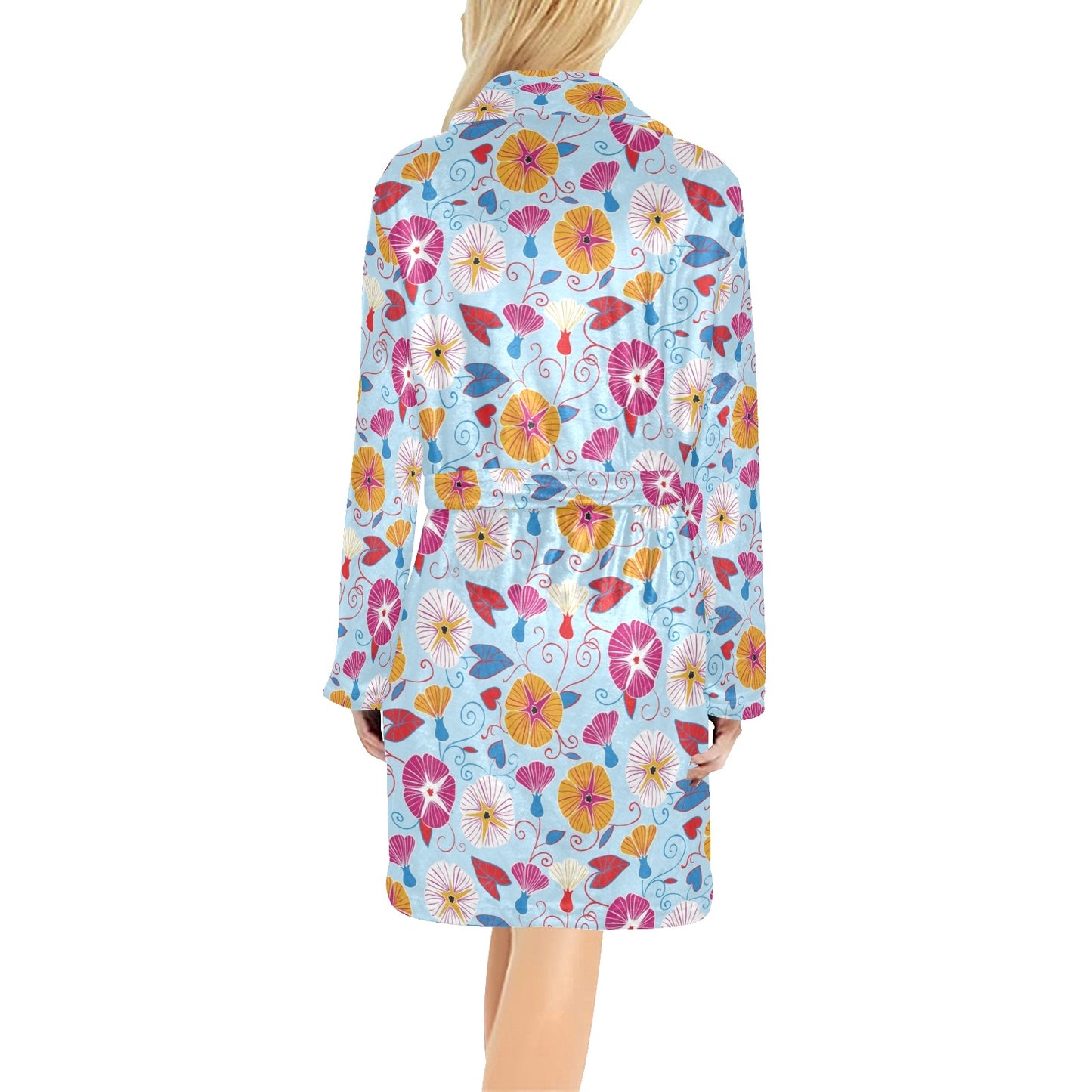 Morning Glory Pattern Print Design MG06 Women's Fleece Robe